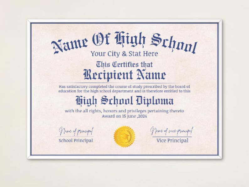Printable High School Diploma Template, Homeschool Diploma Template ...