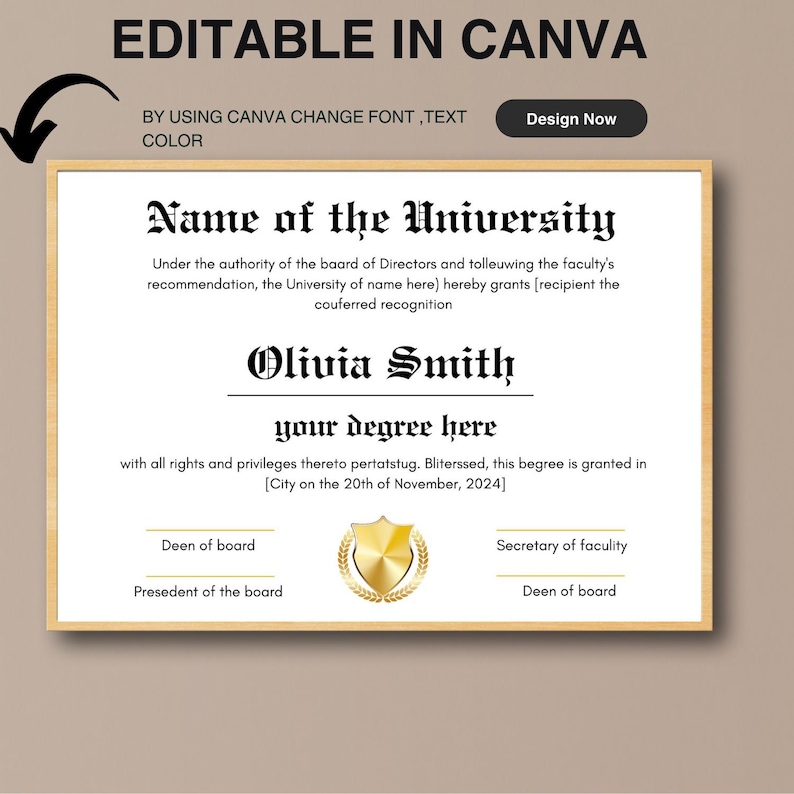 University Diploma, College Diploma, College Degree Template, Printable ...