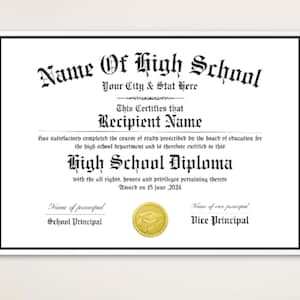 Plantilla editable de diploma de secundaria, plantilla de diploma de educación en casa, plantilla de réplica de diploma, diploma de secundaria, descarga instantánea