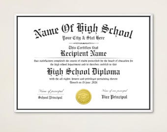 Editable High School Diploma Template, Homeschool Diploma Template, Diploma Replica Template, High School Diploma, Instant Download