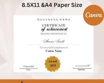 Certificate Of Completion Template, Printable Lash Artist Certificate, Certificate of Completion, Editable Training Certificate Template,
