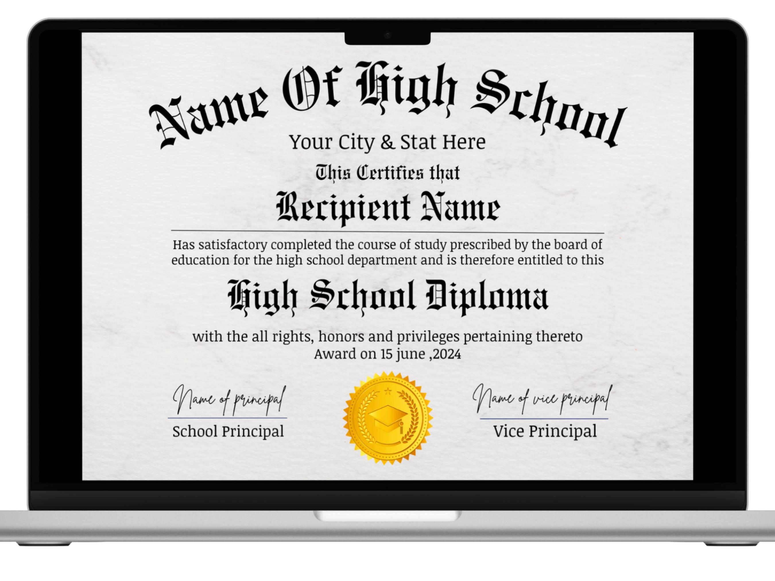 Printable GED Diploma Template High School Diploma School Equivalency Printable GED Diploma Template High School Diploma School Equivalency
