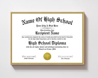 Editable High School Diploma Template, Homeschool Diploma Template, Diploma Replica Template, High School Diploma, Instant Download
