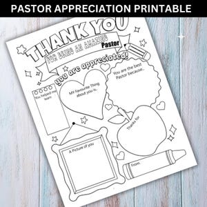 Pastor Appreciation Template, Pastor Appreciation Month Gift, Thank Pastor Gifts, Coloring Pages For School Kids, Instant Download
