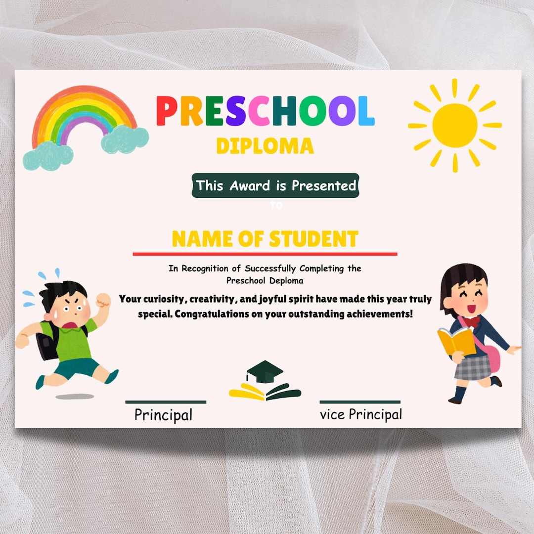 Editable Preschool Certificate Template, Graduation Certificate ...