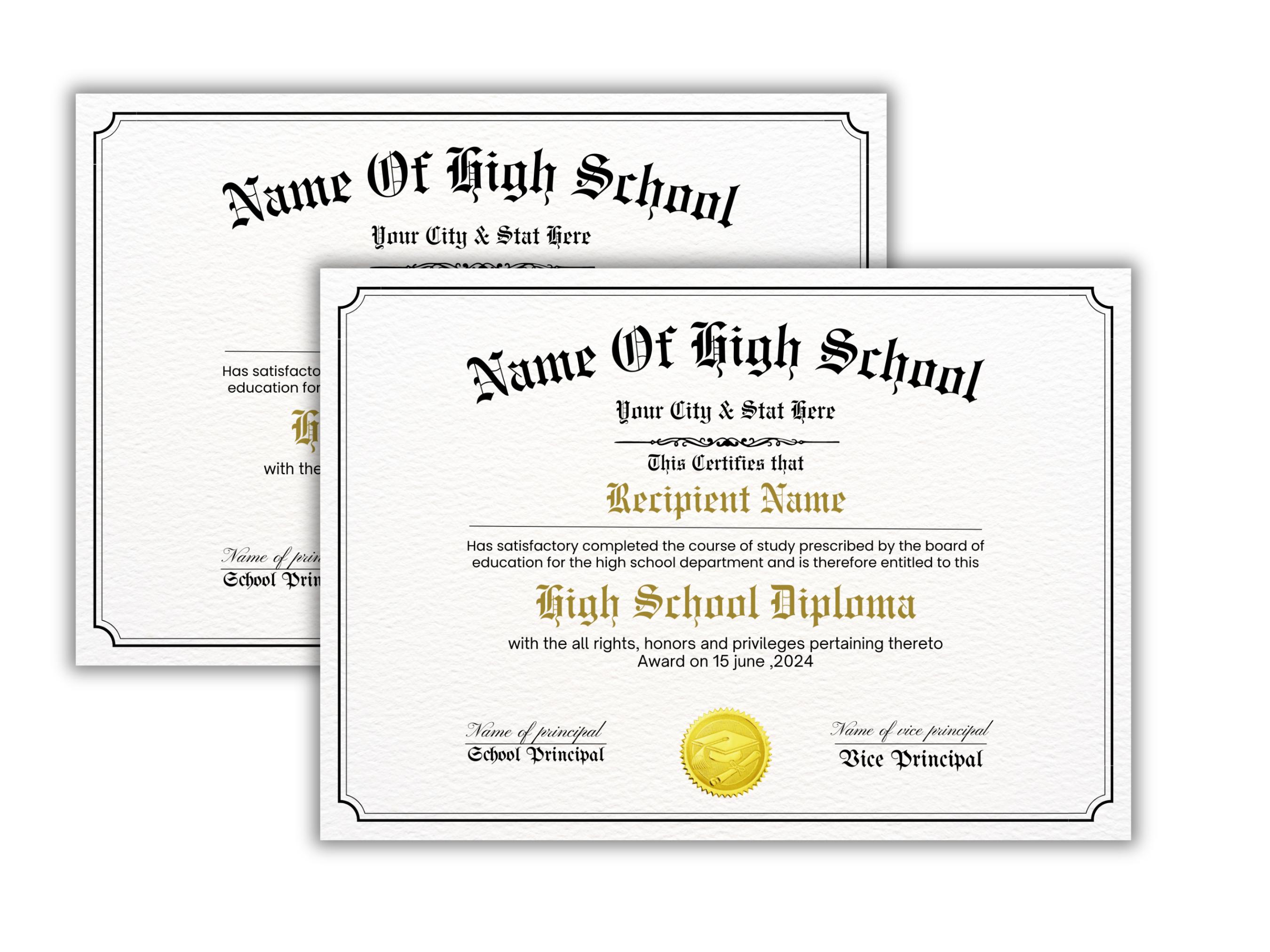 Printable High School Diploma Template, Homeschool Diploma Template ...