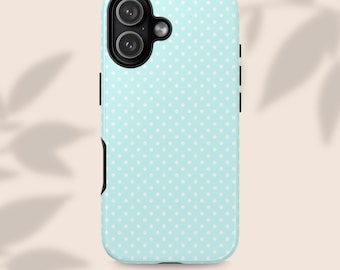 Pastel Blue Polka Dot Phone Case | Glossy or Matte Finish