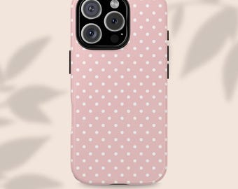 Pink Polka Dot Phone Case, Girly iPhone Cover
