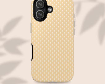 Etui na telefon w musztardowo-żółte kropki | Styl retro