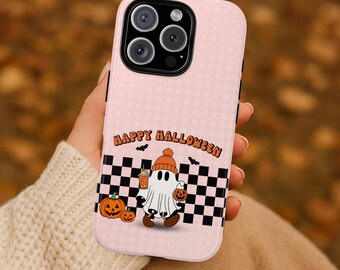 Bonita funda para teléfono de Halloween con diseño de fantasmas y temporada espeluznante