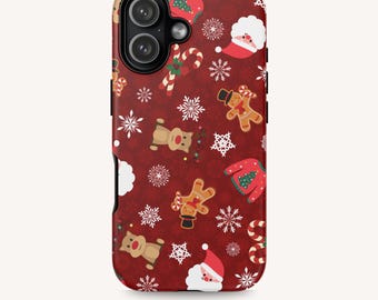 Christmas Phone Case, Holiday Pattern iPhone & Samsung Cover, Festive Winter Design