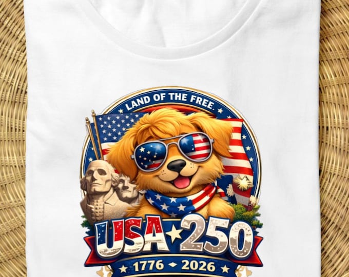 USA 250 Years Anniversary T-Shirt Linmo Dog 1776-2026 Patriotic Freedom American Birthday Gift Tee