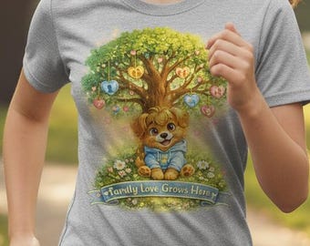 Cute Bunny Under Tree Shirt | Kids Woodland Animal Tee | Youth Nature T-Shirt