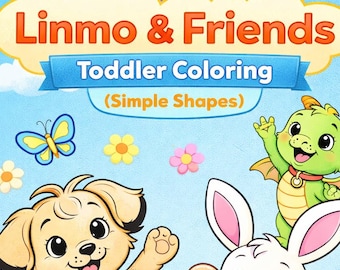 Linmo and Friends Toddler Coloring Book Printable 24 Pages 3 - 7 Ages
