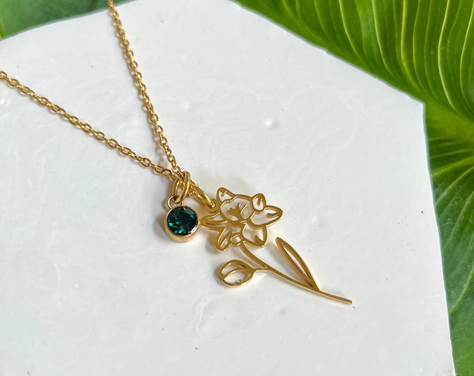 Birthflower Necklace Stainless Steel | Personalize It for You by Hempy Natural