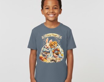 Cozy Bunny and Bear 'Lazy Days' Tee Youth T-Shirt | Vintage Kids Shirt