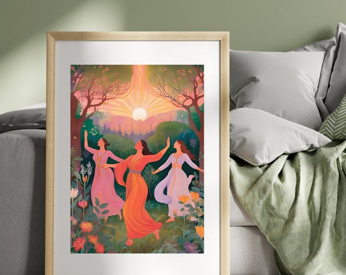Mysthic Rhythm Under the Setting Sun | Boho Printable Wall Art | Digital Download | Hempy Natural