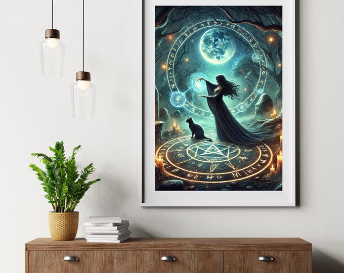 Mystic Moon Ritual - Witchcraft Wall Art | Celestial Printable | Digital Download | Hempy Natural
