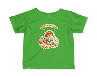 怠惰な日々の子犬の幼児用シャツ かわいい犬のグラフィックTシャツ ベビーTシャツ