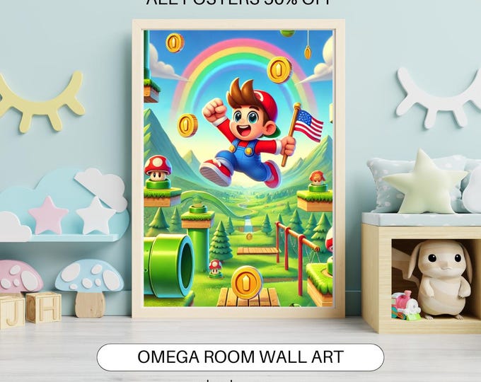 Super Mario Kids Room Poster | Fun & Colorful Wall Art