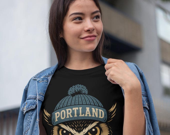 Portland Owl Graphic Tee: Unisex Cotton Nature Shirt