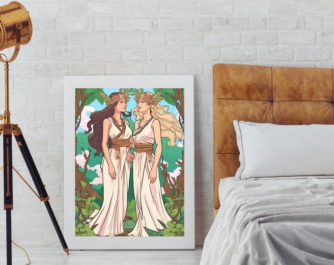 Enchantresses of Nature’s Embrace | Mystical Printable Wall Art | Digital Download