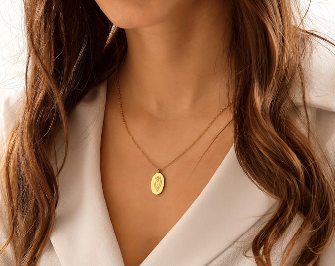 Customized Stainless Steel Birth Flower Necklace – Designed by Hempy Natural
