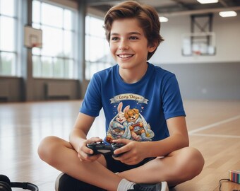 Lazy Days Kinder Sport T-Shirt, Kaninchen und Hund Athletisch T-Shirt