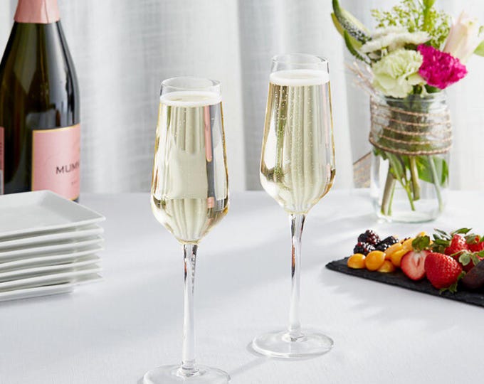 Custom Champagne Flute Glasses: 9 oz Crystal Toasting Tumblers