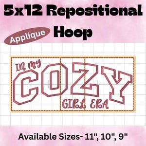 Fichier de broderie appliqué divisé style Cozy Girl, cadre repositionnable 5x12, format PES