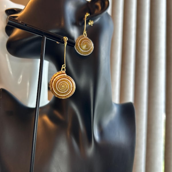 Real Sundial Shell Earrings – Handcrafted Dangle or Stud, Coastal Boho Jewelry