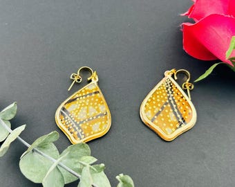 Handmade Resin Dangle Earrings – Faith & Kente-Inspired, Lightweight Jewelry, Gift for Her