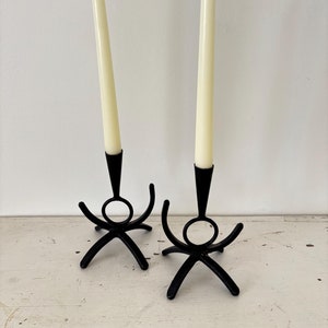 Primitive Candle Holder Pair Vintage Candlestick Wrought Iron Candle Holder Rustic Candle Holder Brutalist Candle Holder Fall Home Decor