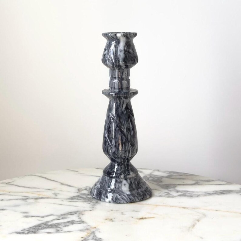 Vintage Hand Carved Alabaster Marble Candlesticks, a Pair For Sale at Vintage Hand Carved Alabaster Marble Candlesticks, a Pair For Sale at