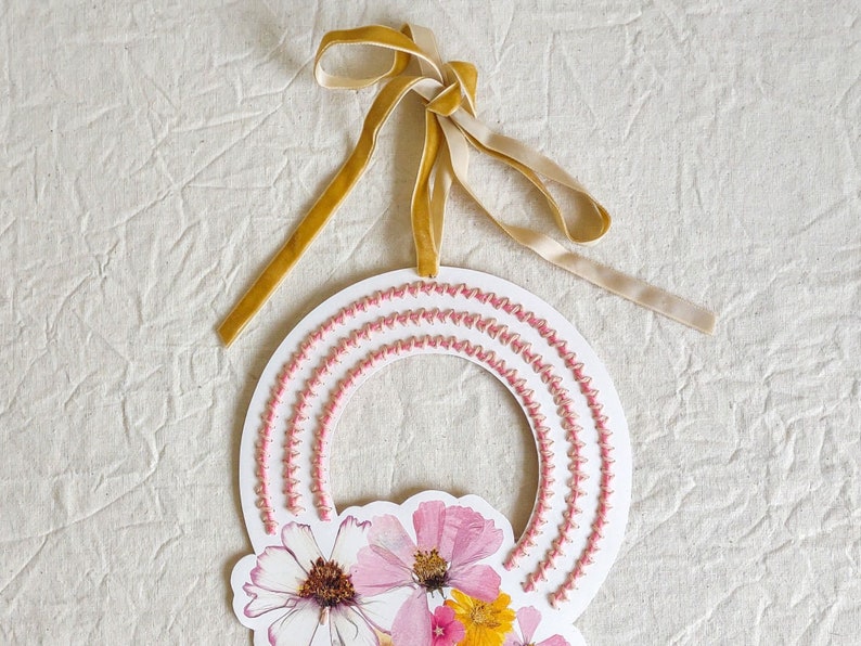 Pressed Flower Wreath Embroidery Kit image 1