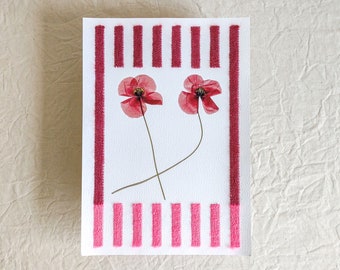 Embroidered Floral Red Wall Art For A Stripey Interior Scheme