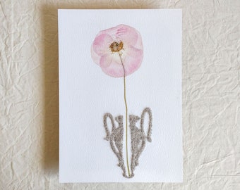 Original Pink Poppy Pressed flower Art