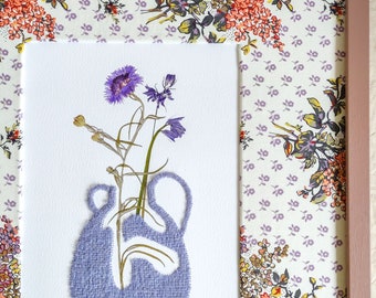 Framed Wildflower Pressed Flower Art Print With Vintage Laura Ashley Mount