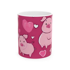 Taza de cerámica, linda taza de cerdo rosa de dibujos animados, para amantes de los cerdos, taza de café, regalo para amantes de los animales, decoración de granja, taza de té, accesorios de cocina