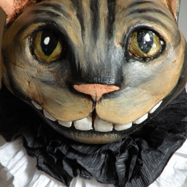 Cheshire Cat OOAK Paper Clay Ornament - MHATEAM