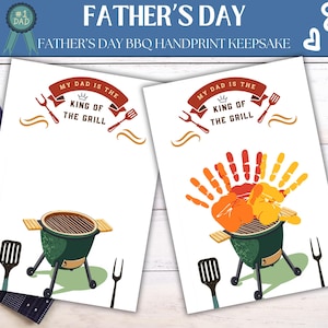 Artesanato de impressão de mão para churrasco para o Dia dos Pais, lembrança de churrasco para imprimir para bebês e crianças, ideia de presente DIY fácil para o pai, download instantâneo