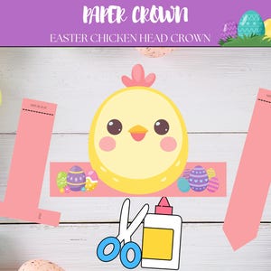 Adorable Chicken Party Paper Crown for Kids – Printable Easter Headband for Egg Hunts, Classrooms & Spring Celebrations