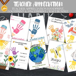 Teacher Appreciation Handprint and Footprint Art: DIY Keepsake Gift (Digital Download)