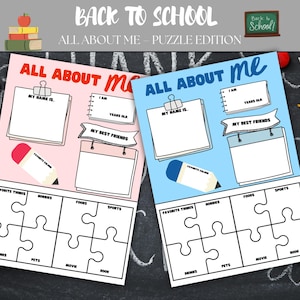 All About Me Puzzle Worksheet Printable, Back to School Icebreaker for Kids, First Day Activity for Preschool & Elementary