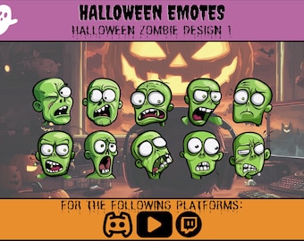 Zombie Emotes Pack: Spooky Halloween Stream Graphics (Digital Download)