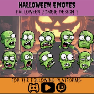 Zombie Emotes Pack for Twitch, Discord and YouTube | Spooky & Fun Undead Stream Graphics I Halloween Emotes I Spooky Emoji I Halloween Emoji
