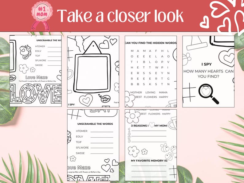 Mother's Day Activity Placemat: Printable Games & Coloring (digital ...