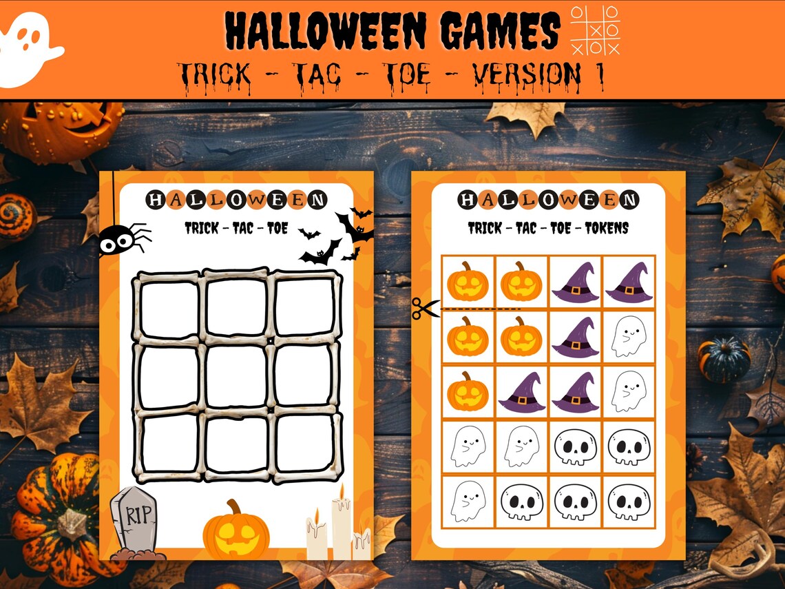 Halloween "trick-tac-toe" Game – Printable Spooky Tic-tac-toe Activity ...