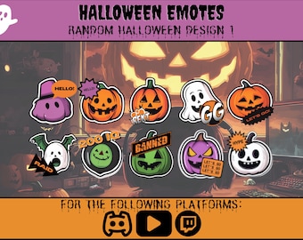 Halloween Emotes Pack: Ghost, Pumpkin, Witch - Twitch, Discord, YouTube (Digital Download)