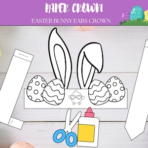 DIY Easter Bunny Ears Paper Crown: Printable Kids Craft (Digital Download)